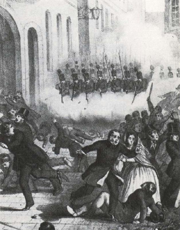 unknow artist militaren griper in mot de uppro riska under oroligheterna i wien 1848. oil painting picture